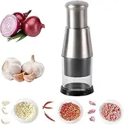 Pressed Garlic Chopper,Stainless Steel 304 Garlic Masher,Manual Push Type Garlic Chopper,Multifunctional Manual Food Chopper for Garlic,Ginger,Chili,Onion,Salad,Kitchen Gadget