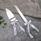 Wedding Bridal Cake Server Knife Set Steel Love Heart Clear Handle Gift Box
