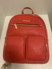 MICHAEL KORS WOMENS MEDIUM ZIP POCKET TRAVEL SHOULDER BACKPACK BAG BRIGHT RED
