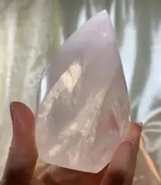 GORGEOUS PEACH PINK GIRASOL ROSE QUARTZ POLISHED FLAME CRYSTAL TOWER BRAZIL *1