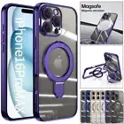 For iPhone 16e 16 15 14 13 12 Magnetic Magsafe Case Shockproof Ring Stand Cover