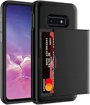Vultic Wallet Armor Samsung Galaxy S10E case, Shockproof Impact Resistant Credit Card Holder Wallet Side Protective Heavy Duty Hybrid Sliding Cover for Samsung Galaxy S10E (Black)