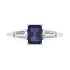 2.0 ct Emerald 3 stone Blue Sapphire Promise Engagement Ring 14k White Gold