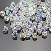 Dowarm 1000PCS Bicone Crystal Beads 4mm, Bulk Small Faceted Bicone Glass Beads for Jewelry Craft Making, DIY Bracelet, Necklace, Dolls (Crystal AB, 4MM)