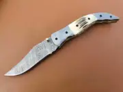 Custom Handmade Damascus Steel Folding Pocket Knife QR-17