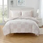 Kids Comforter Set Bedding Set Bed in a Bag for Boys and Girls Toddlers Printed Sheet Set and Comforter, Twin, Chenille Checkered