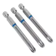 Sealey AK210515 75mm No 3 Pozi Colour Coded Tool Bit x3