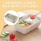 Bento Boxes Bento Box Japanese Lunch Box 3-in-1 Compartment Wheat US Straw B7X6