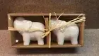 BIA CORDON BLEU WHITE CERAMIC ELEPHANT SALT AND PEPPER SHAKERS NEW NIB