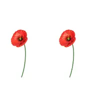 2x Garden 75cm Metal Stake Poppy Large Floral Ornament Outdoor Flower Decor Red