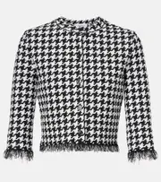[McQueen] McQueen Houndstooth fringed jacquard cardigan AU 8 black