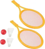 MOBUTOFU Parent Outdoor Sports Racket Set Large Tennis and Badminton Rackets for Includes 2 Tennis Balls and 2 Badminton Birdies for Backyard Fun