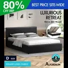 ALFORDSON Bed Frame Double Size Gas Lift Storage Base Black Leather TRICIA