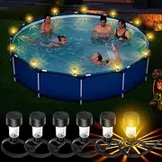 Pack of 6 Solar Pool Lighting for Frame Pools, Waterproof Pool Light for Above Ground Pool, Outdoor Swimming Pool Accessories with Warm White Pool Lights, Floating Pool Lighting for Garden Pool
