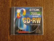 Brand New - Sealed TDK CD-RW Rewritable Disc 700MB CD-RW80 Blank Media