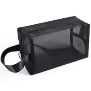 LUTER Black Mesh Shower Bag, Mesh Shower Caddy Portable Toiletry Bag Zippered