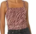 ASTR the Label Blouse Crossback Strap Top in Mauve Zebra Print Ruched Waist Sz M