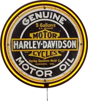 LARGE Harley Davidson Motor Oil Cycles Garage Orange Neon Wall Light Sign