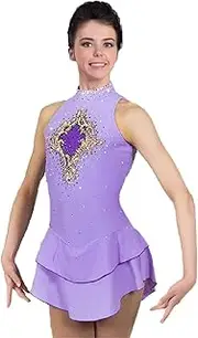 [Zagitova] Sleeveless Figure Ice Skating Dress for Women, Backless Ballet Dance Leotard Professional Dance Tights