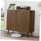 Fluted Sideboard Cabinet, Freestanding Walnut Buffet Cabinet with Adjustable