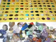 Rock & Mineral collection find sort & identify with color picture chart & stones