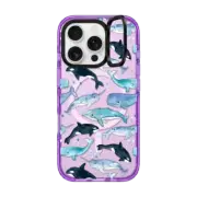 iPhone 16 Pro Impact Ring Stand Case MagSafe Compatible Whales, Orcas & Narwhals