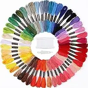 Embroidery Floss 50 Skeins Cross Stitch Thread Rainbow Color Friendship Bracelets Floss Crafts Floss with 12 Pcs Floss Bobbins and 1 Pcs Needle-Threading Tool