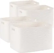 [SIXDOVE] 4 Pack Storage Baskets for Organizing, Woven Baskets for Shelves - Perfect for Toys, Books, Towels, and Clothes, Durable Gift Basket Bins Toy Storage, 12.7''L x9''W x7.8''H, White