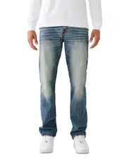 True Religion Ricky Flap Super T Jeans in Worn Trophy Blue