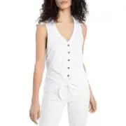 Sanctuary Women's, Tie Front V-Neck Button-Down Top, White, XS
