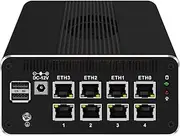HUNSN Micro Firewall Appliance, Mini PC, OPNsense, VPN, Router PC, Intel N200, RJ51k, 8 x 2.5GbE I226-V, Type-C, SIM Slot, TF Slot, DP, HDMI, 5 x USB2.0, USB3.0, 32G RAM, 128G SSD