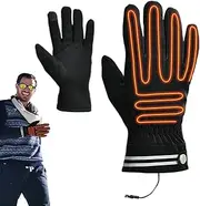 [Xvilmaun] USB Heated Gloves, Electric Heated Gloves, USB Heated Gloves, Warm Heating Gloves with 3 Temperature Settings, Waterproof Touch Screen Winter Gloves, Electric