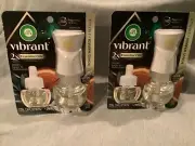 4 Airwick Vibrant White Sage & Mahogany Scented Essential Oil Refills w/ Warmer