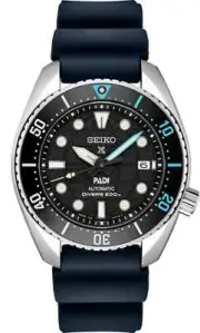 New Seiko Prospex Automatic Divers Black Dial Silicone Strap Watch SPB325