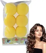 Heatless Sponge Hair Rollers - Set of 6 Overnight Foam Hair Curlers | Strawberry Overnight Curls Foam Sponge Hair Curlers | Soft Sleeping Curling Tools for Women Girls(Yellow)