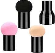 3pcs Powder Puff Mushroom Makeup Sponge Blender Puff With Handles and 3 Holder Cases Cosmetic Facial Face