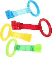 SUPVOX 8pcs Crib Hanging Pull Rings Walking Harness Tools Ups Accessory Grabber Pull up for Playpen Support Stand up Assist Handles Bed Crib Tiny Pull Ring Plastic