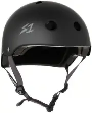 S1 S-ONE LIFER HELMET BLACK MATTE / GREY STRAPS SKATE SKATEBOARD HELMET AUST BI