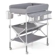 Costway Foldable Change Table Diaper Height Adjustable Changing Station Nursery Center Grey