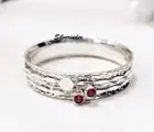 Red Garnet Spinner 925 Silver Hammered Beautiful Women's Designer Bangle SV2008