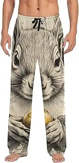 [PDZRMY] Squirrel Flower Cute Pajama Pants for Men Men's Separate Bottoms, Lounge Pants with Pockets S