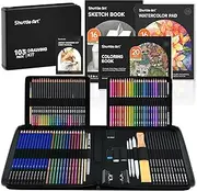 Shuttle Art 103-Piece Drawing Set, Artist Set, with Colouring Pencils, Drawing Pencils, Watercolour Pencils and Graphite Pencils in a Pencil Case, Suitable for Children, Adults for Drawing