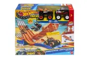 Hot Wheels - Monster Trucks Sharks Vs. Dinos Track Set with 1:64 Scale Mega-Wrex & Tiger Shark - Mattel