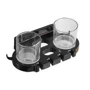 Bathroom no punching double cup toothbrush holder with hook