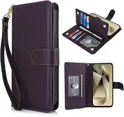 [Procarcasa] for Galaxy S22 Ultra Wallet Case,for Samsung Galaxy S22 Ultra 5G Case [7 Card Holders][Wrist Strap] PU Leather Wallet Shockproof Stand Kickstand Magnetic Clourse Phone Cover-Dark Purple