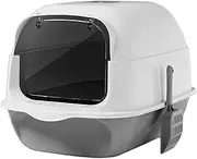 ShengQuanHao Cat Litter Box with Hood and Lid, Large Cat Litter Box, Pet Litter Box, Durable Removable Litter Box, Pet Litter Box with Lid, Gray