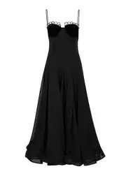 Nafsika Skourti Waltz Embellished Chiffon Midi Dress - Black - 10 (UK 10 / S) 10 (UK 10 / S)