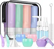 JBYAMUS 16 Pcs Silicone Bottles Set, Leak-Proof Design, Travel Size, TSA Approved for Toiletries, Portable Containers and Best Gifts for Women (BPA Free)