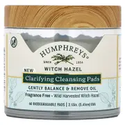 Humphreys, Witch Hazel, Clarifying Cleansing Pads, Fragrance Free, 60 Biodegradable Pads