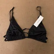Out From Under Womens Nebula Triangle Bralette Bra Black Adjustable Strap L New